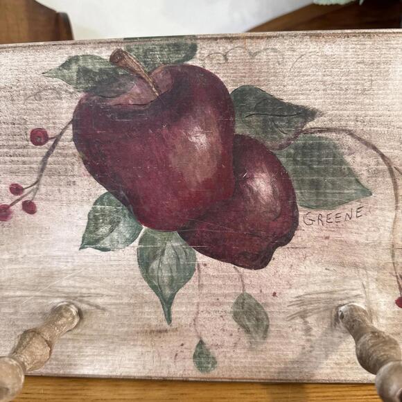 Hand Painted Folk Art Wooden Peg Hanging Coat Towel Rack Country Cottage Farm - Picture 2 of 6